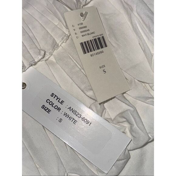 LOVE THE LABEL X Anthropologie Off-The-Shoulder Tiered Mini Dress White sz small - Picture 11 of 11